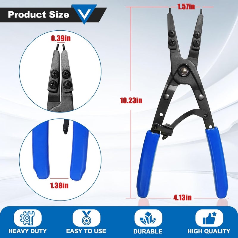 Popbee 38700 Snap Ring Pliers, Internal External Large Heavy Duty Plier for Circlip Installation Removal Blue Automotive Tool Kit with Ratchet Locking Design Compatible with Ford Pickups 2007 and Newer - Image 2